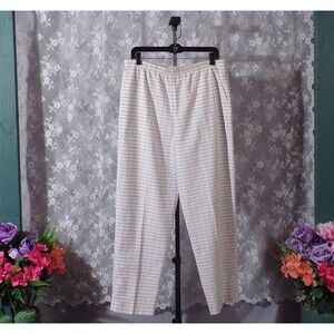 Vintage 70s Pants 1970s Seersucker Coastal Grandma Retro Vacation Size Medium